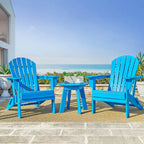Elm Plus 3 Pieces Outdoor Patio HDPE Folding Adirondack Chairs Side Table Set
