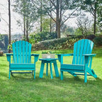 Ensemble de 3 chaises Adirondack pliantes en PEHD et table d'appoint Elm Plus pour patio extérieur