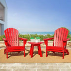 Ensemble de 3 chaises Adirondack pliantes en PEHD et table d'appoint Elm Plus pour patio extérieur