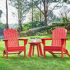 Ensemble de 3 chaises Adirondack pliantes en PEHD et table d'appoint Elm Plus pour patio extérieur