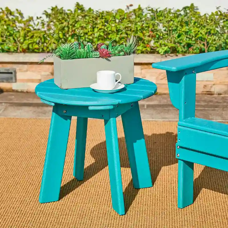 Ensemble de 3 chaises Adirondack pliantes en PEHD et table d'appoint Elm Plus pour patio extérieur