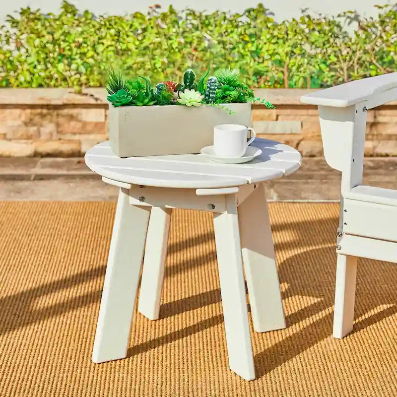 Ensemble de 3 chaises Adirondack pliantes en PEHD et table d'appoint Elm Plus pour patio extérieur