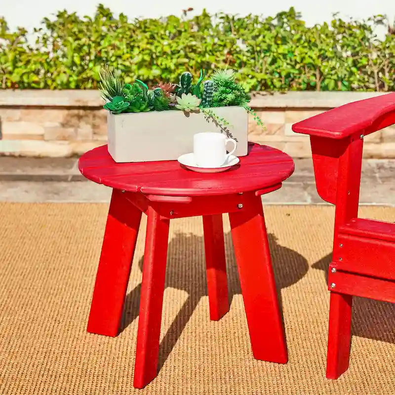 Ensemble de 3 chaises Adirondack pliantes en PEHD et table d'appoint Elm Plus pour patio extérieur