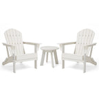 Ensemble de 3 chaises Adirondack pliantes en PEHD et table d'appoint Elm Plus pour patio extérieur