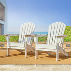 Ensemble de 3 chaises Adirondack pliantes en PEHD et table d'appoint Elm Plus pour patio extérieur