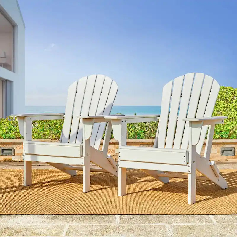 Ensemble de 3 chaises Adirondack pliantes en PEHD et table d'appoint Elm Plus pour patio extérieur