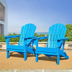 Ensemble de 3 chaises Adirondack pliantes en PEHD et table d'appoint Elm Plus pour patio extérieur