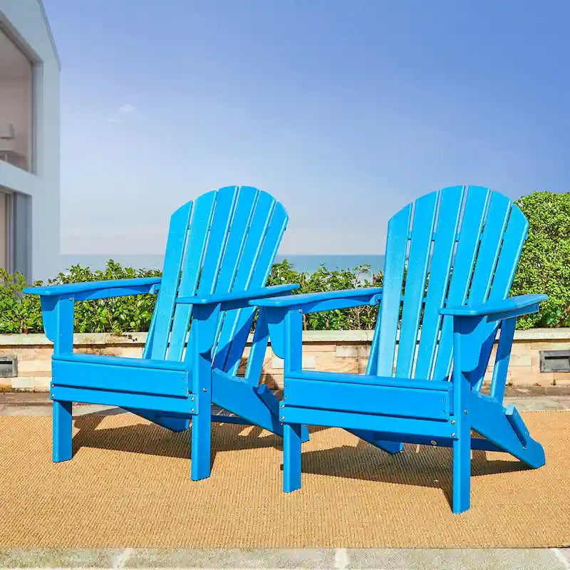 Ensemble de 3 chaises Adirondack pliantes en PEHD et table d'appoint Elm Plus pour patio extérieur