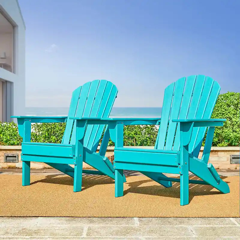 Ensemble de 3 chaises Adirondack pliantes en PEHD et table d'appoint Elm Plus pour patio extérieur