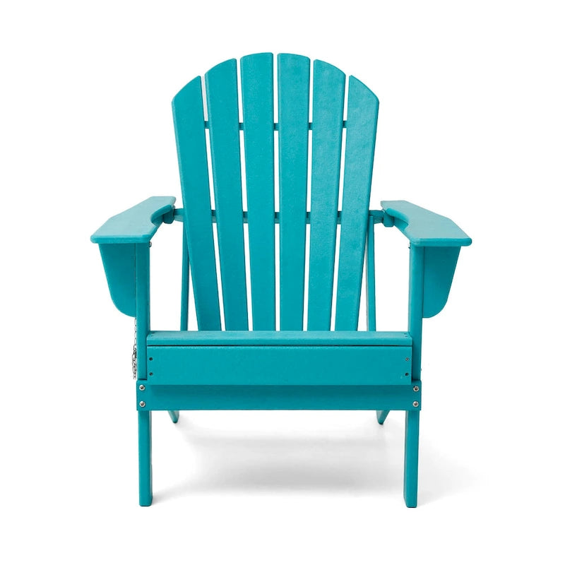 Ensemble de 3 chaises Adirondack pliantes en PEHD et table d'appoint Elm Plus pour patio extérieur