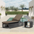 Ensemble de 2 chaises longues de jardin réglables en osier Corvus Corral avec coussin Sunbrella