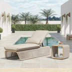 Ensemble de 2 chaises longues de jardin réglables en osier Corvus Corral avec coussin Sunbrella
