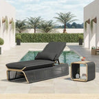 Ensemble de 2 chaises longues de jardin réglables en osier Corvus Corral avec coussin Sunbrella