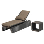 Ensemble de 2 chaises longues de jardin réglables en osier Corvus Corral avec coussin Sunbrella