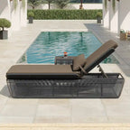 Ensemble de 2 chaises longues de jardin réglables en osier Corvus Corral avec coussin Sunbrella