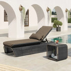 Ensemble de 2 chaises longues de jardin réglables en osier Corvus Corral avec coussin Sunbrella
