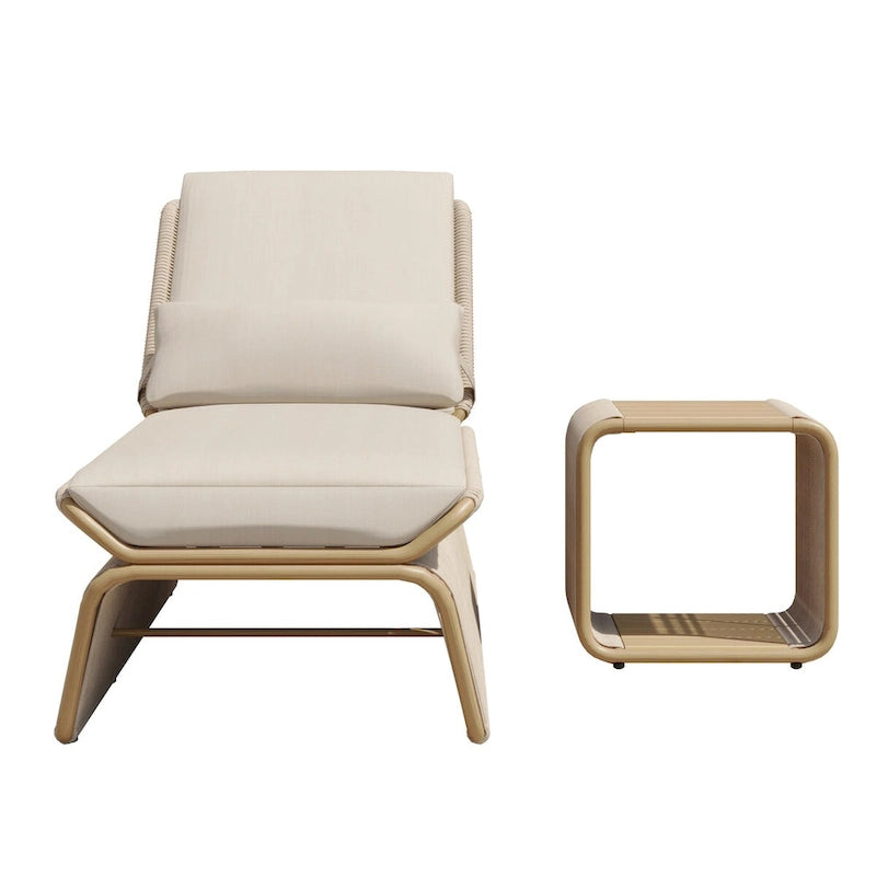 Ensemble de 2 chaises longues de jardin réglables en osier Corvus Corral avec coussin Sunbrella