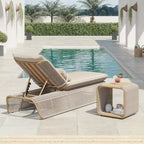 Ensemble de 2 chaises longues de jardin réglables en osier Corvus Corral avec coussin Sunbrella
