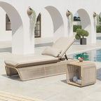 Ensemble de 2 chaises longues de jardin réglables en osier Corvus Corral avec coussin Sunbrella
