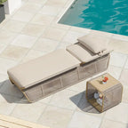 Ensemble de 2 chaises longues de jardin réglables en osier Corvus Corral avec coussin Sunbrella
