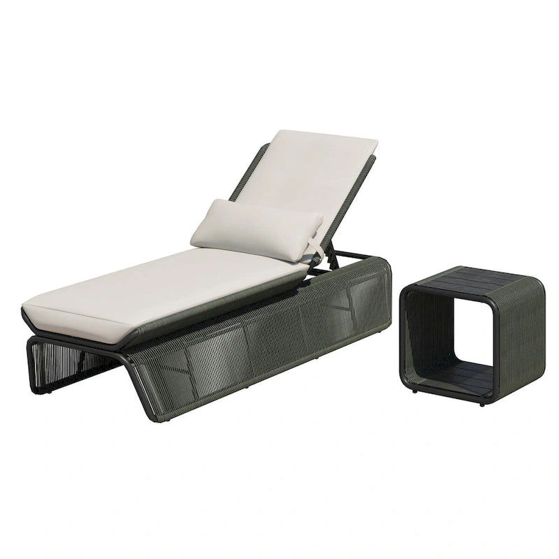 Ensemble de 2 chaises longues de jardin réglables en osier Corvus Corral avec coussin Sunbrella