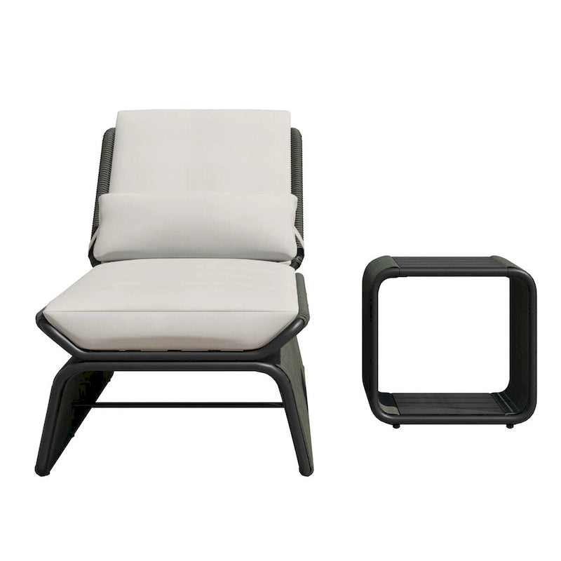 Ensemble de 2 chaises longues de jardin réglables en osier Corvus Corral avec coussin Sunbrella