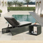 Ensemble de 2 chaises longues de jardin réglables en osier Corvus Corral avec coussin Sunbrella