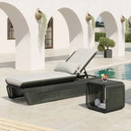 Ensemble de 2 chaises longues de jardin réglables en osier Corvus Corral avec coussin Sunbrella