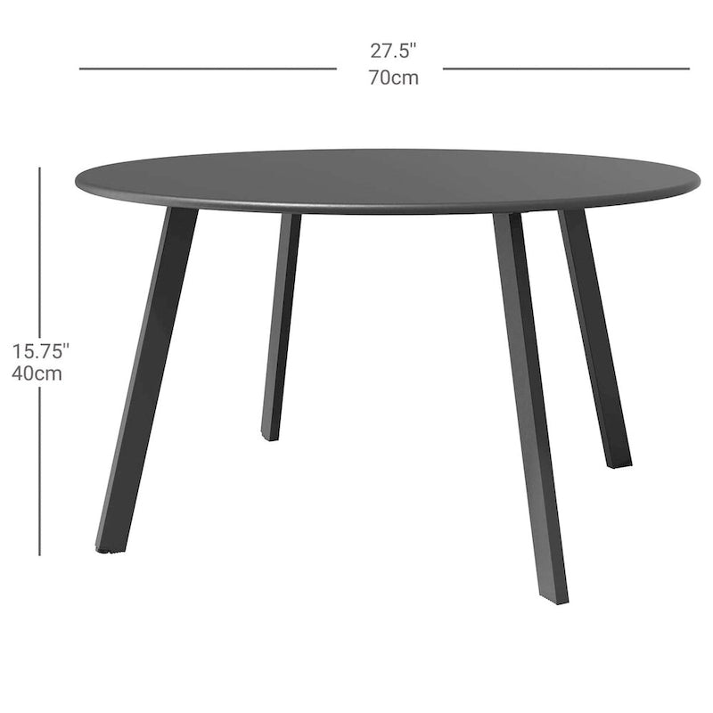 Table d'appoint ronde noire en acier pour l'extérieur, table d'appoint résistante aux intempéries pour jardin, balcon, cour