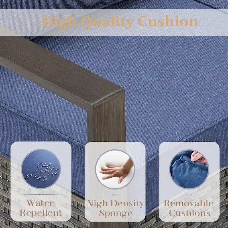 Ensemble de conversation de patio inclinable à 360 degrés - Gris