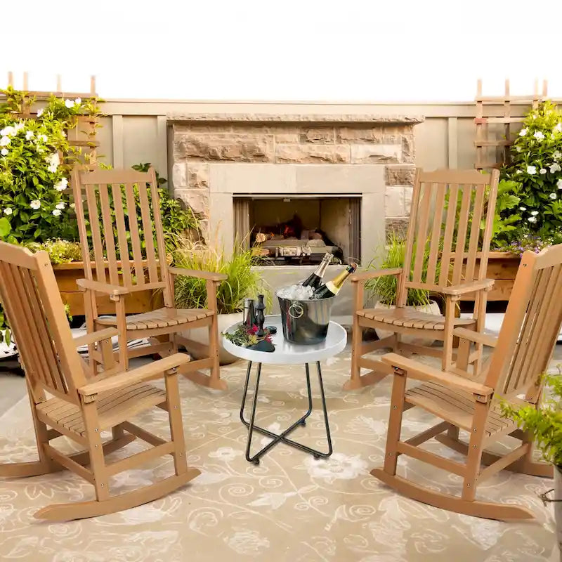 Vrakae 4 Chaises à Bascule de Jardin Haut Dossier Résistant aux Intempéries