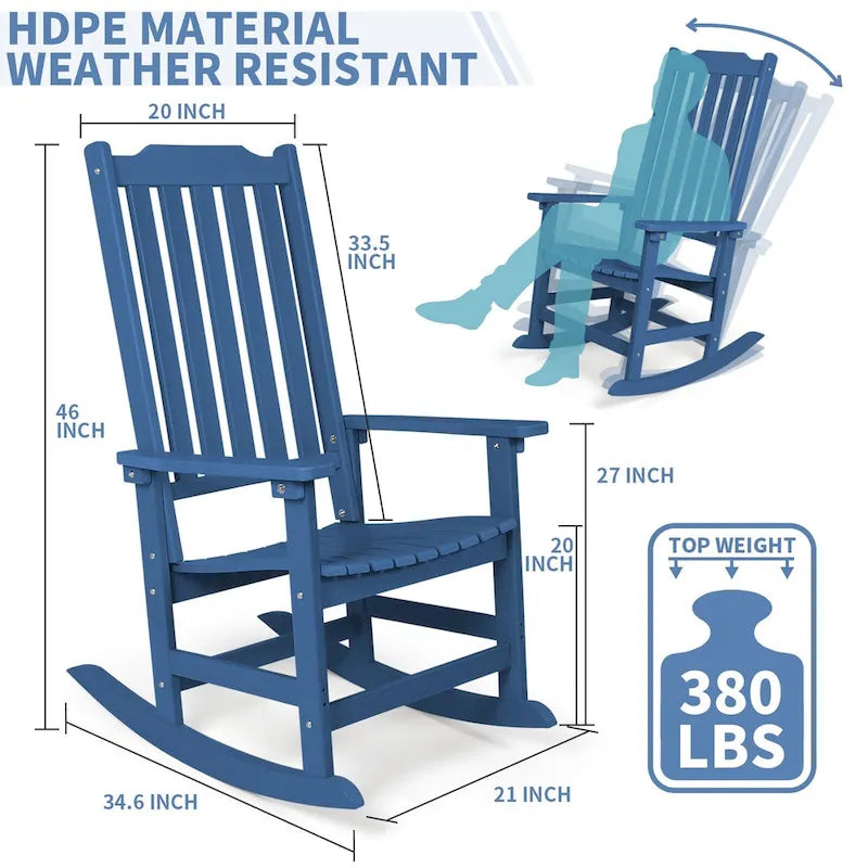 Vrakae 4 Chaises à Bascule de Jardin Haut Dossier Résistant aux Intempéries