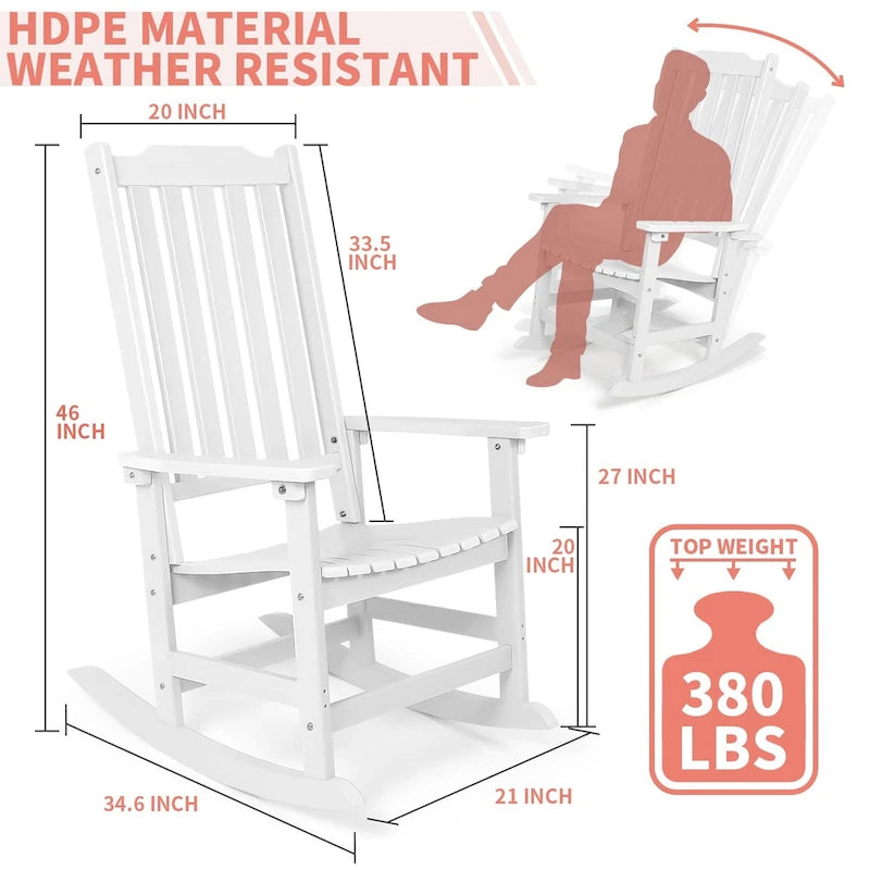 Vrakae 4 Chaises à Bascule de Jardin Haut Dossier Résistant aux Intempéries