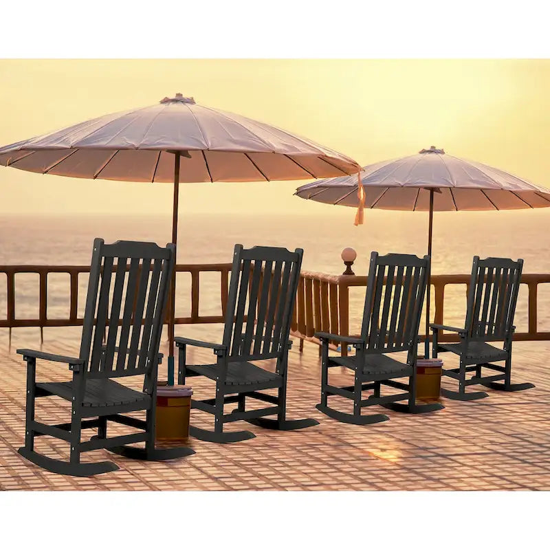 Vrakae 4 Chaises à Bascule de Jardin Haut Dossier Résistant aux Intempéries