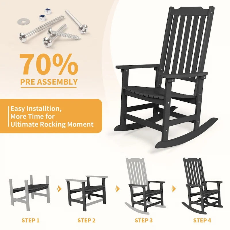 Vrakae 4 Chaises à Bascule de Jardin Haut Dossier Résistant aux Intempéries