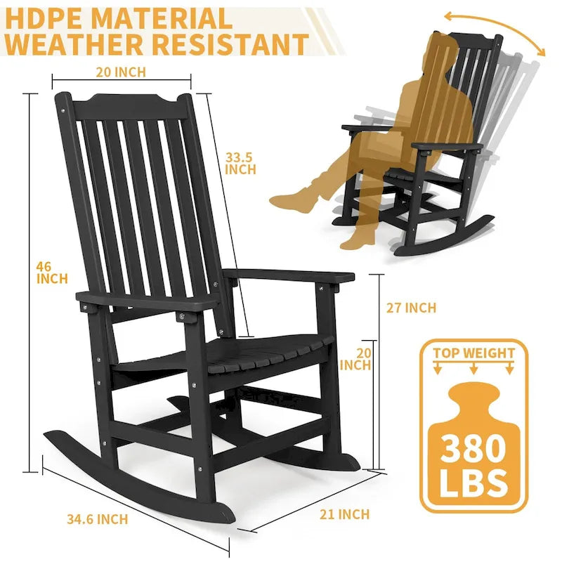 Vrakae 4 Chaises à Bascule de Jardin Haut Dossier Résistant aux Intempéries