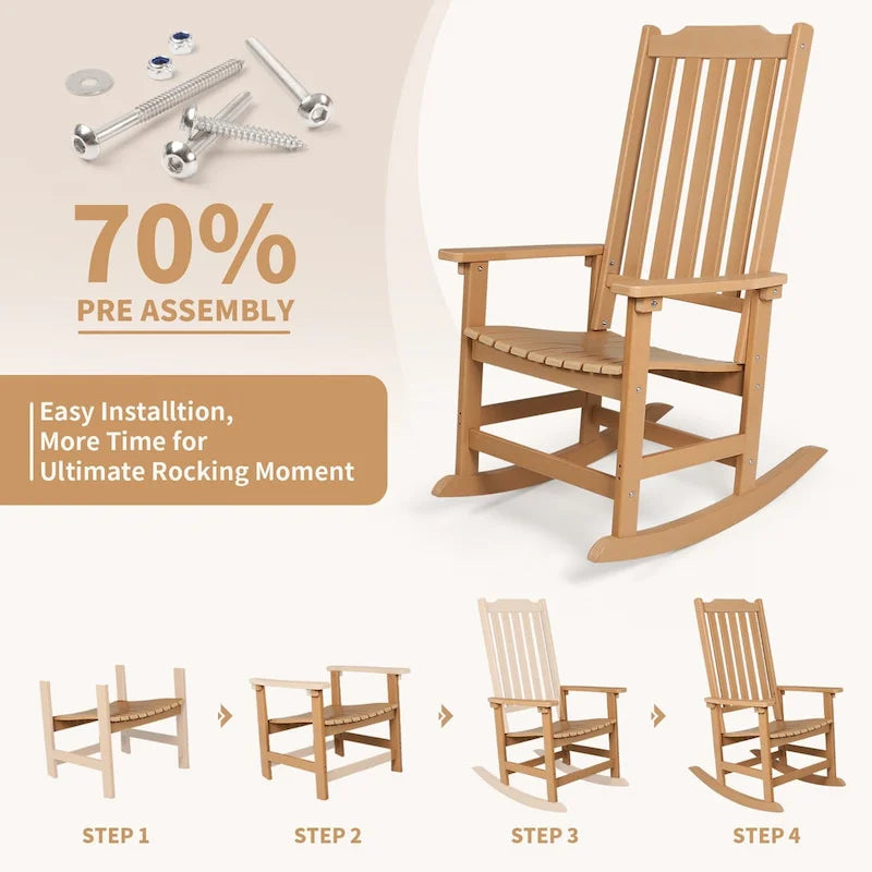 Vrakae 4 Chaises à Bascule de Jardin Haut Dossier Résistant aux Intempéries