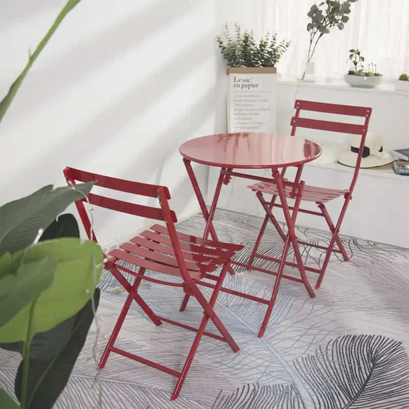 Ensemble de bistro 3 pièces avec table ronde et chaises pliantes – 31,7 H x 17,32 L x 16,53 P