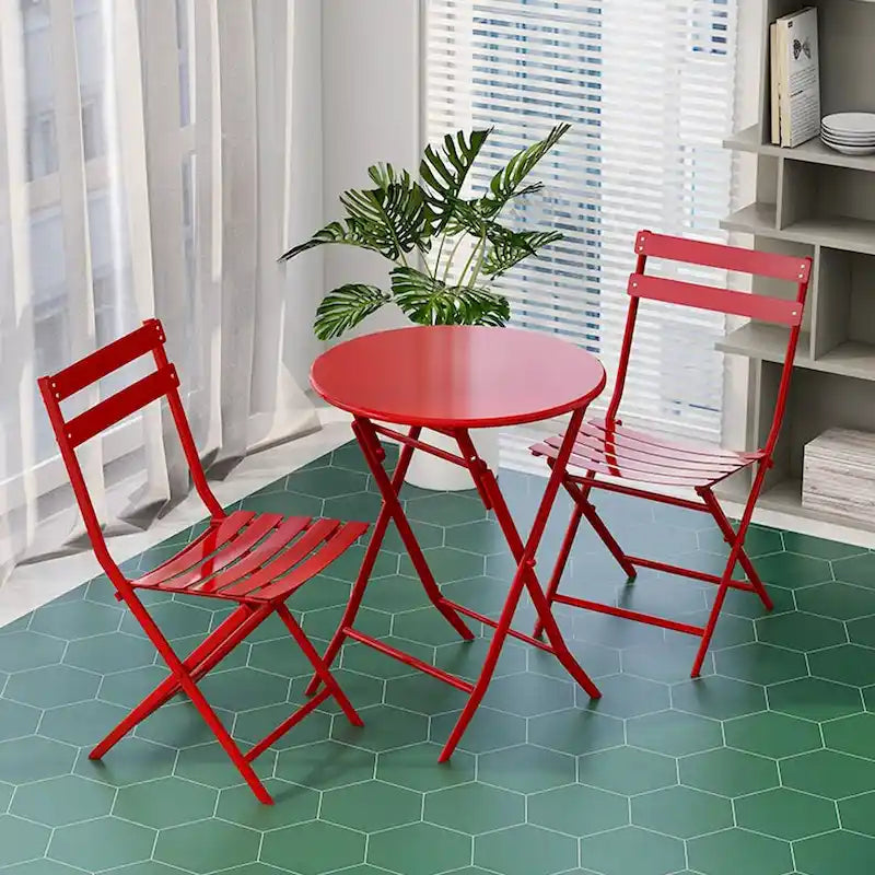 Ensemble de bistro 3 pièces avec table ronde et chaises pliantes – 31,7 H x 17,32 L x 16,53 P