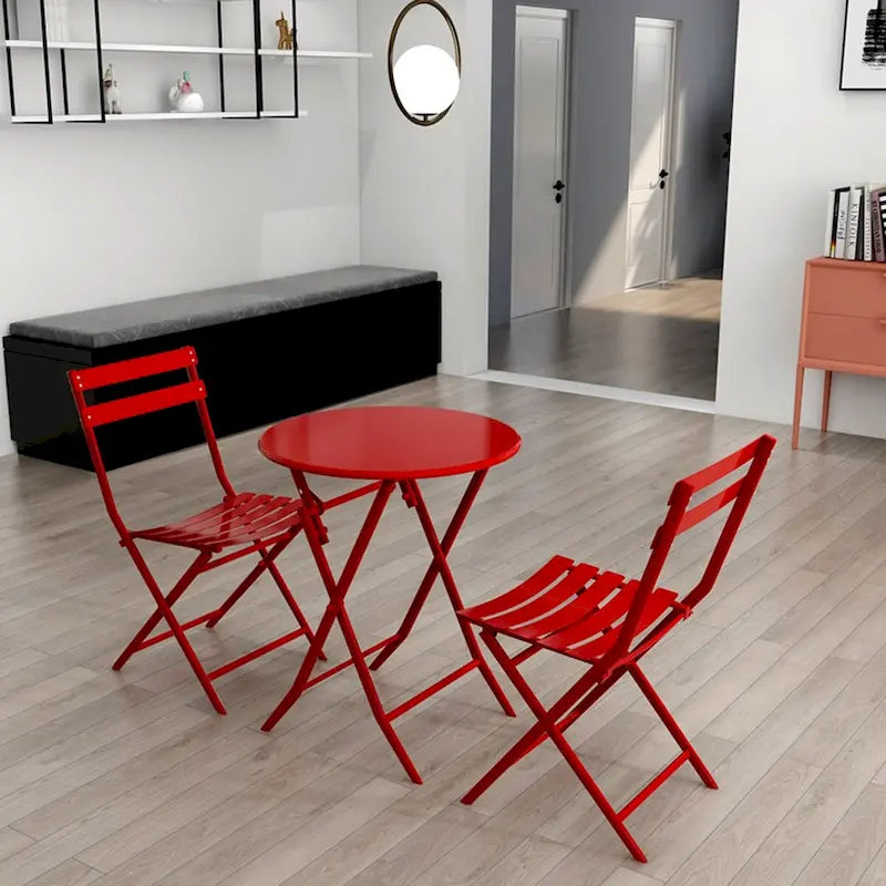 Ensemble de bistro 3 pièces avec table ronde et chaises pliantes – 31,7 H x 17,32 L x 16,53 P
