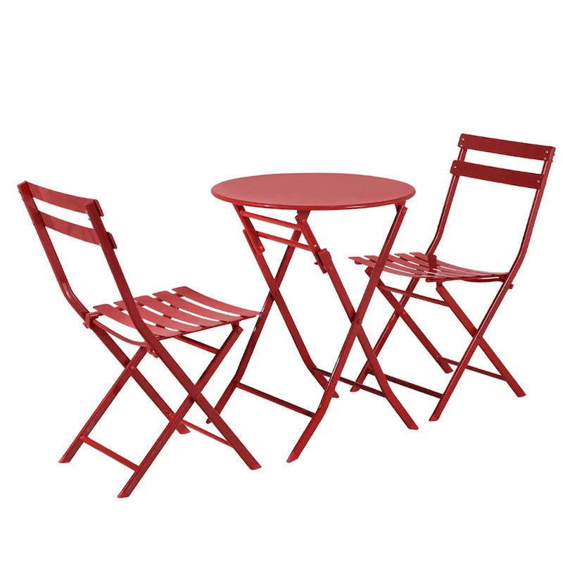 Ensemble de bistro 3 pièces avec table ronde et chaises pliantes – 31,7 H x 17,32 L x 16,53 P