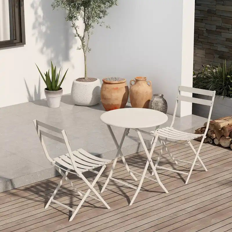 Ensemble de bistro 3 pièces avec table ronde et chaises pliantes – 31,7 H x 17,32 L x 16,53 P