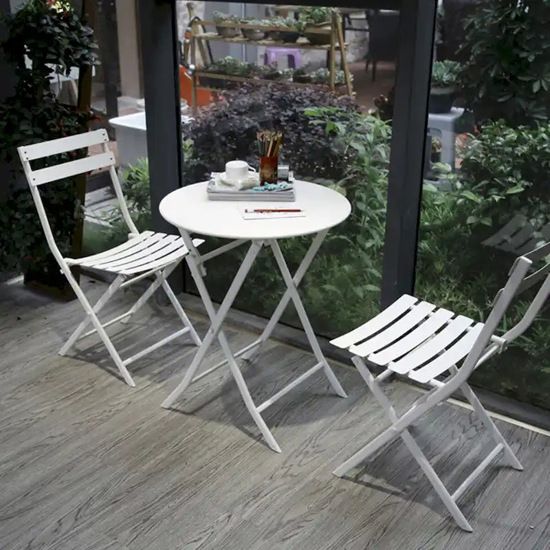 Ensemble de bistro 3 pièces avec table ronde et chaises pliantes – 31,7 H x 17,32 L x 16,53 P