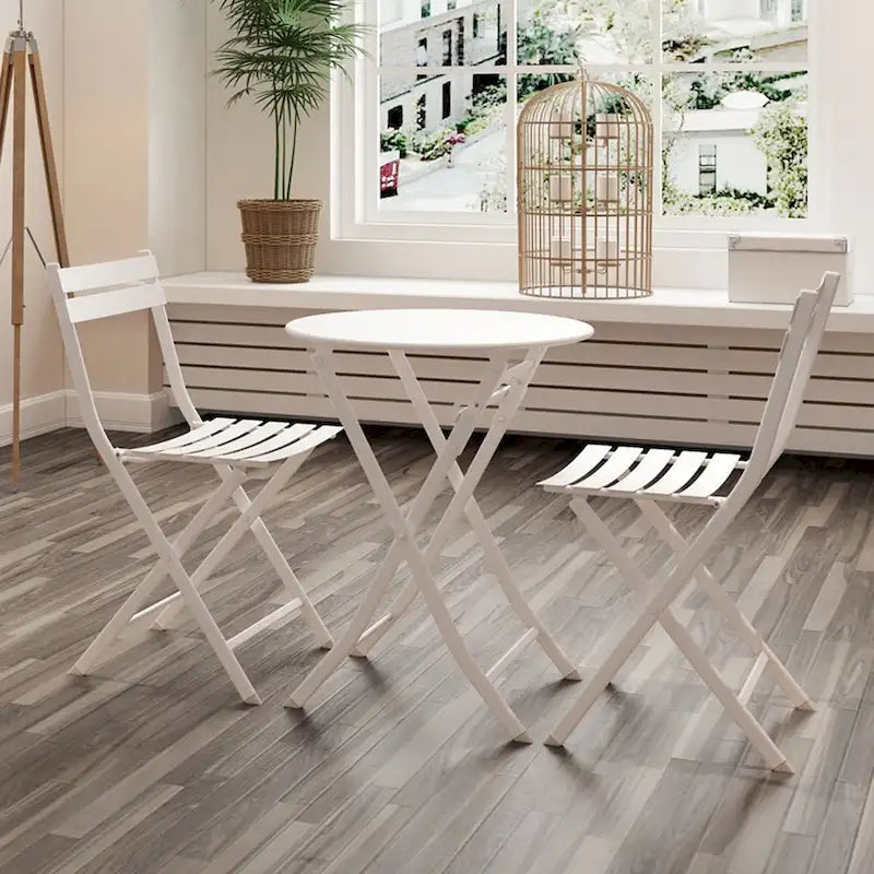 Ensemble de bistro 3 pièces avec table ronde et chaises pliantes – 31,7 H x 17,32 L x 16,53 P