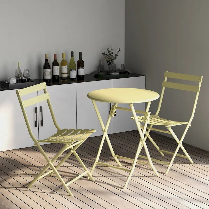 Ensemble de bistro 3 pièces avec table ronde et chaises pliantes – 31,7 H x 17,32 L x 16,53 P