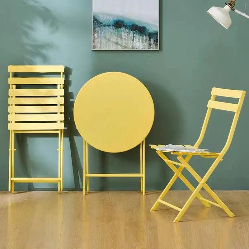 Ensemble de bistro 3 pièces avec table ronde et chaises pliantes – 31,7 H x 17,32 L x 16,53 P