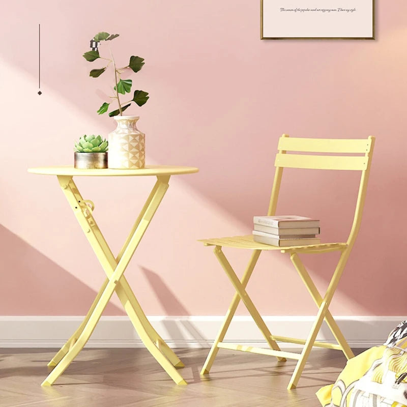 Ensemble de bistro 3 pièces avec table ronde et chaises pliantes – 31,7 H x 17,32 L x 16,53 P