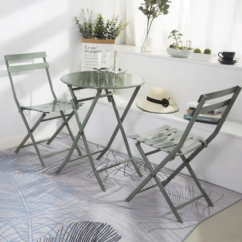 Ensemble de bistro 3 pièces avec table ronde et chaises pliantes – 31,7 H x 17,32 L x 16,53 P