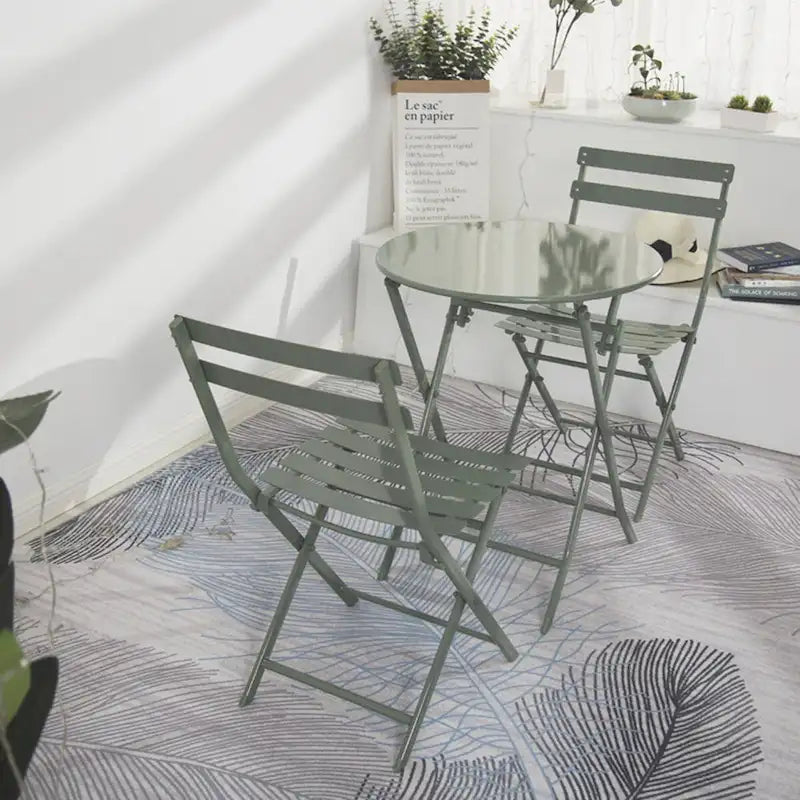 Ensemble de bistro 3 pièces avec table ronde et chaises pliantes – 31,7 H x 17,32 L x 16,53 P