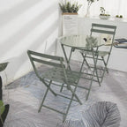 Ensemble de bistro 3 pièces avec table ronde et chaises pliantes – 31,7 H x 17,32 L x 16,53 P